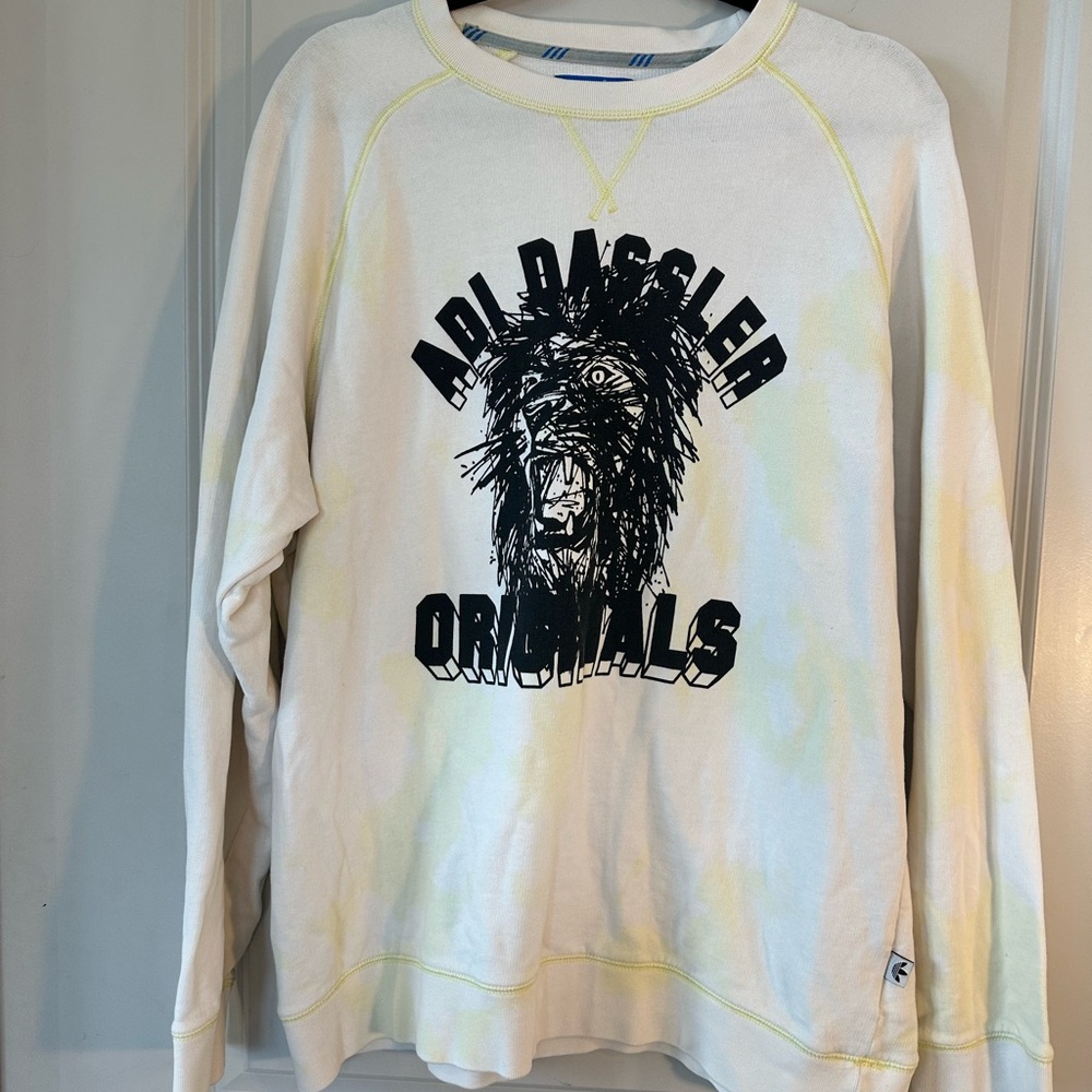 Adidas Adi Dassler Originals Yellow & Cream Lion Sweatshirt, Size Large